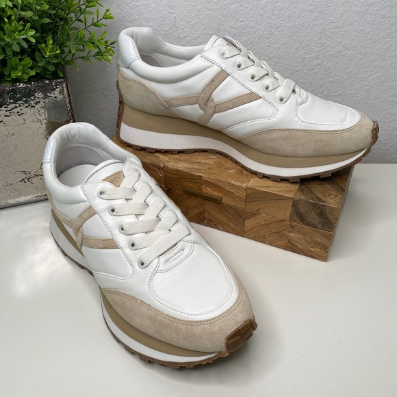 Veronica Beard Valentina Women's Palermo Leather Suede Platform Trainer Sneakers - Picture 1 of 10